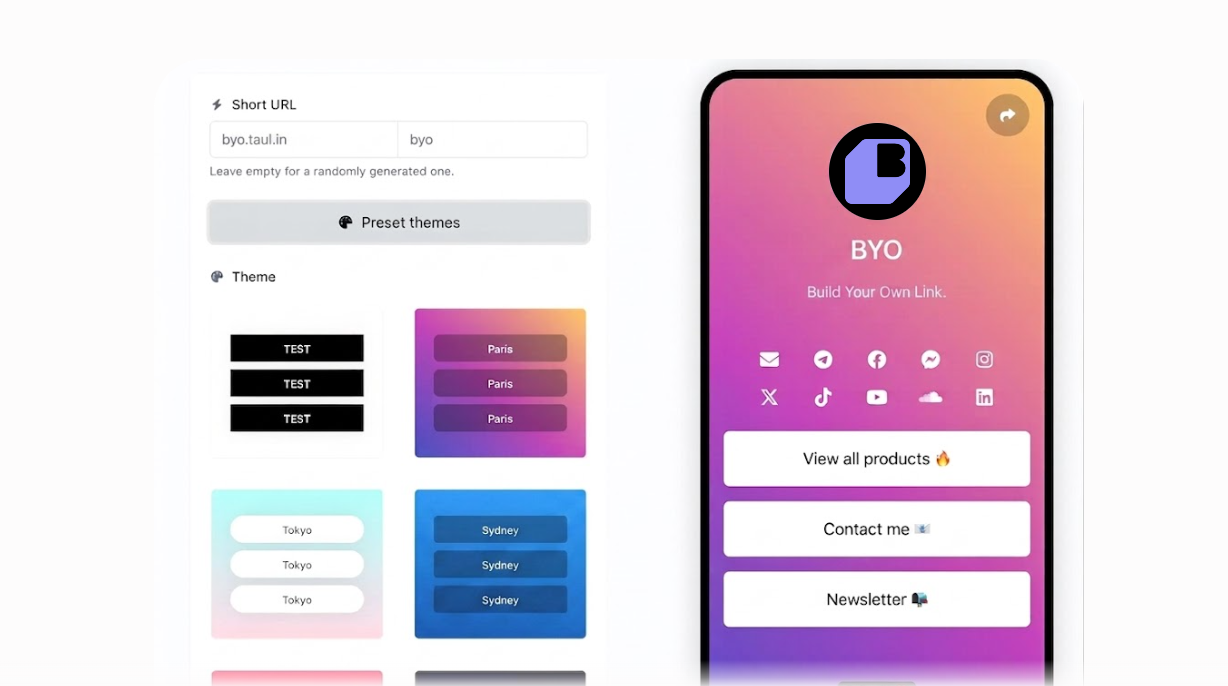 Screenshot of the app biolink editing page
